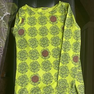 Marimekko chartreuse green t shirt dress